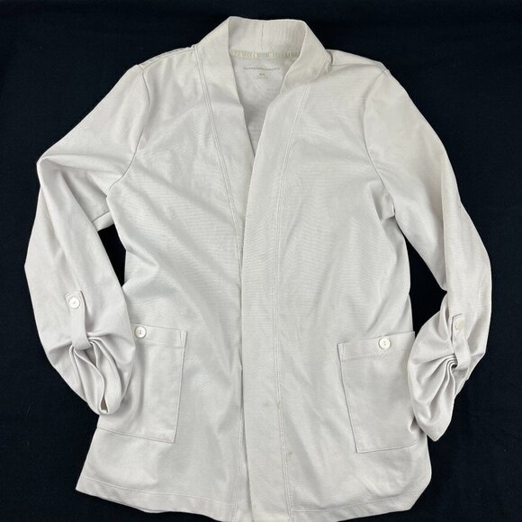 Allison Daley Cardigan Sweater Womens Medium White Open Front Long Sleeve - Picture 1 of 8